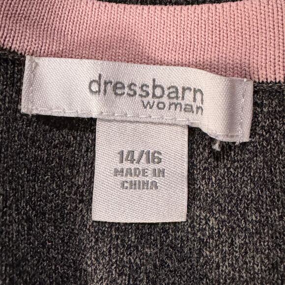 Dressbarn 14/16 Sweater Tank Top Stretch Side Slits Marled Square Neck Gray Pink - Picture 7 of 8